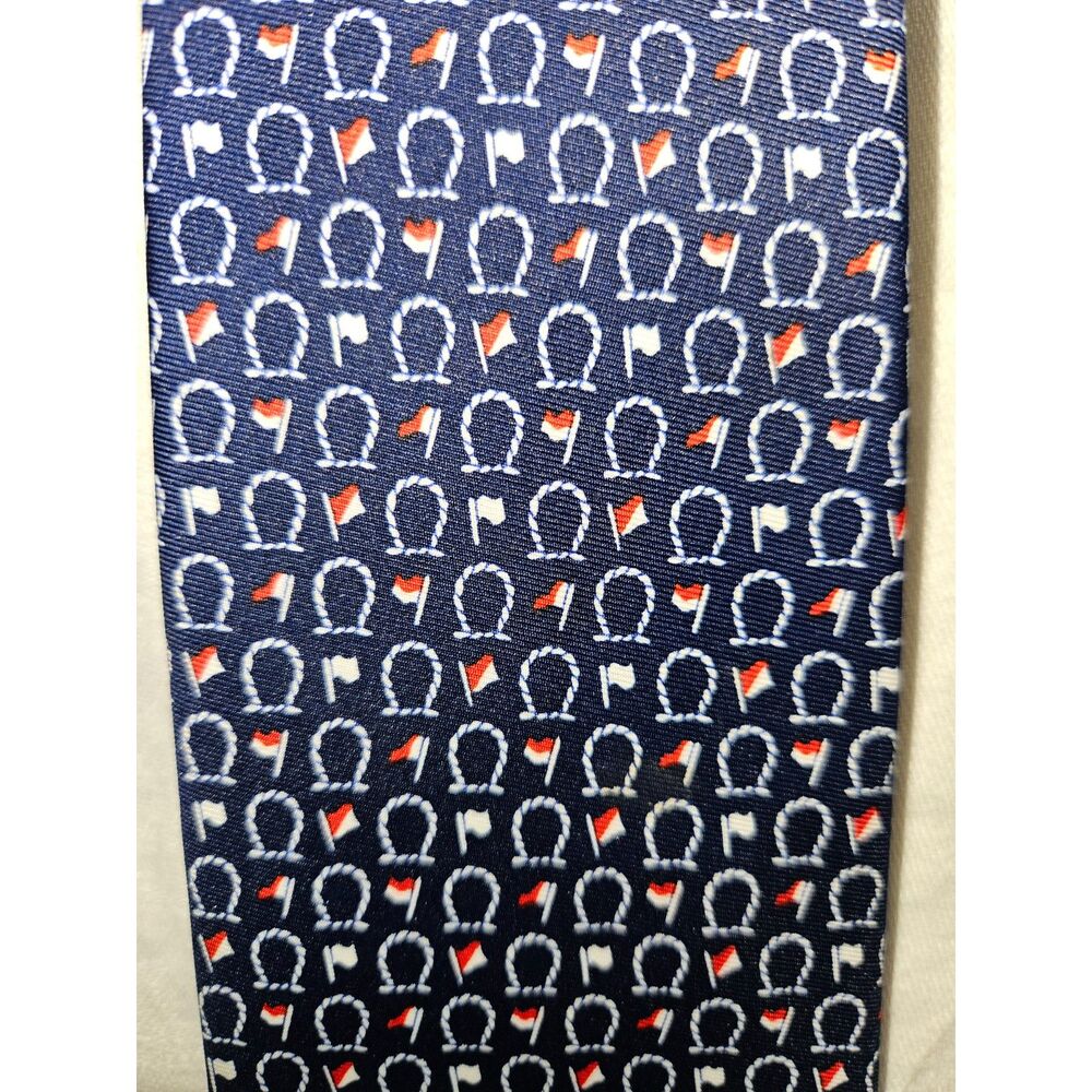 FARRAGAMO Silk Tie Flags and Rope Gancini Pattern Vintage Italian Necktie